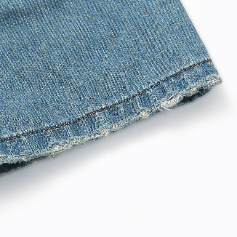 拓路男士牛仔<em>短裤卷</em>边中裤五分裤子磨边<em>毛边</em>做