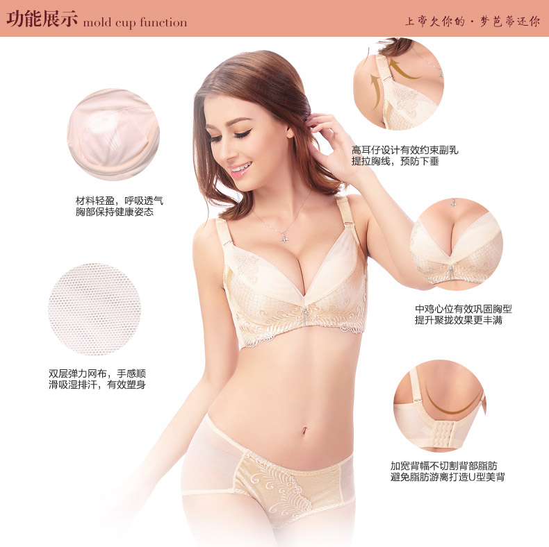 梦<em>芭蒂</em> 秋新款聚拢<em>文胸</em>暗影浮<em>香</em>蕾丝刺绣小胸