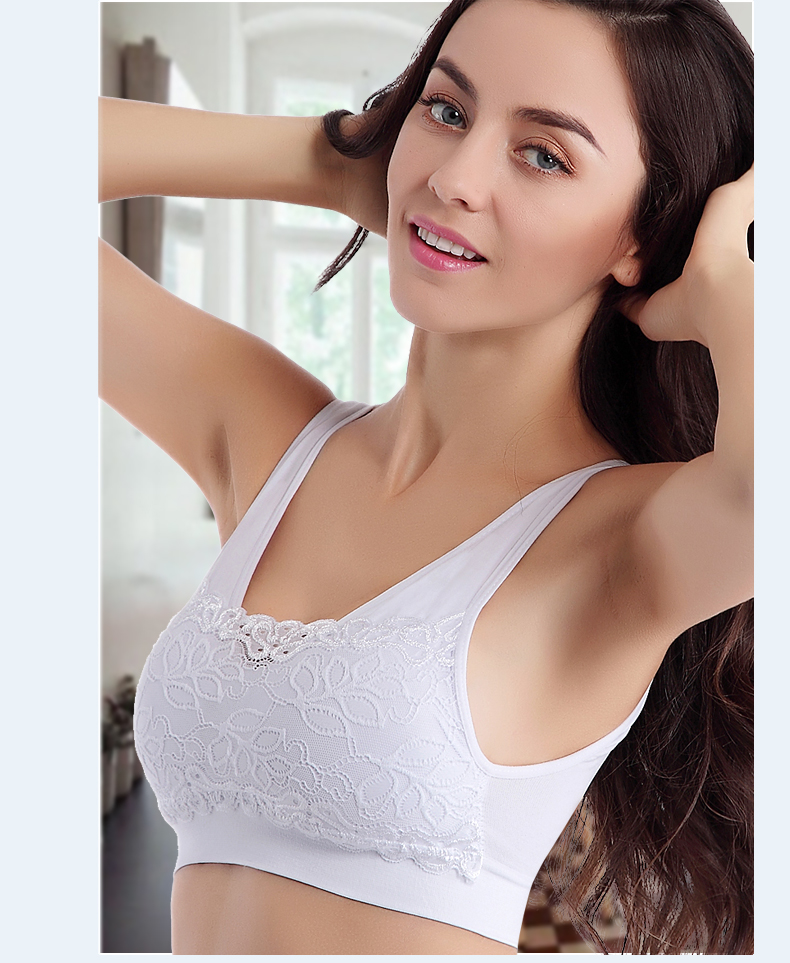 <em>浪莎无钢圈</em>蕾丝<em>背心式</em>运动<em>文胸</em> 薄款微聚拢无